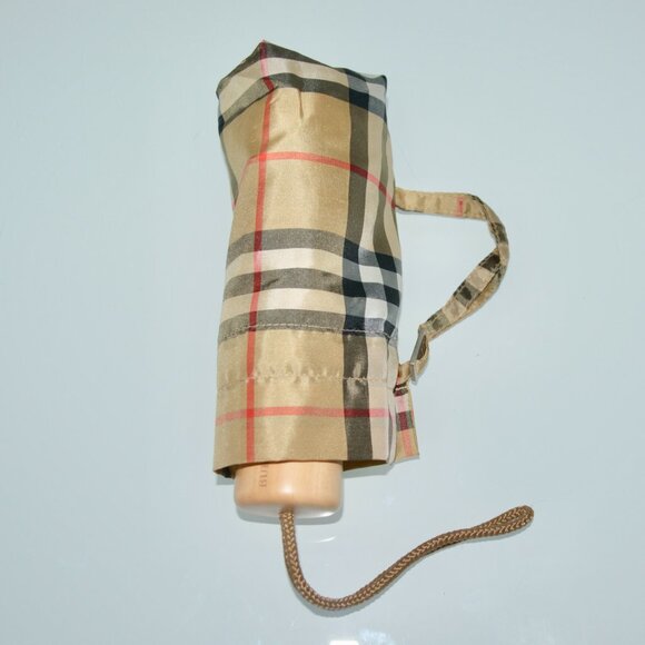 NWT BURBERRY CHECK LOGO COMPACT UMBRELLA - Picture 4 of 7